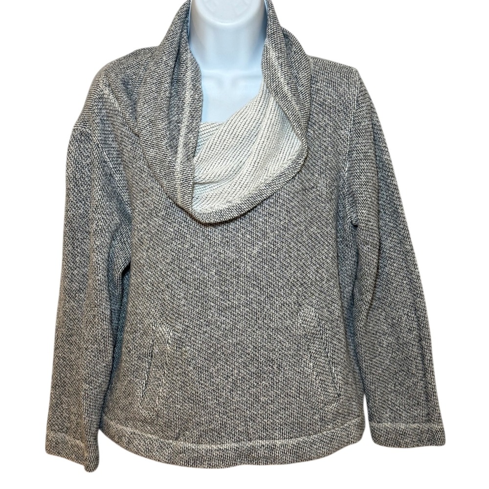 EILEEN FISHER Womens PM Organic Cotton Marl Textured Cowl Neck Pullover Sweater